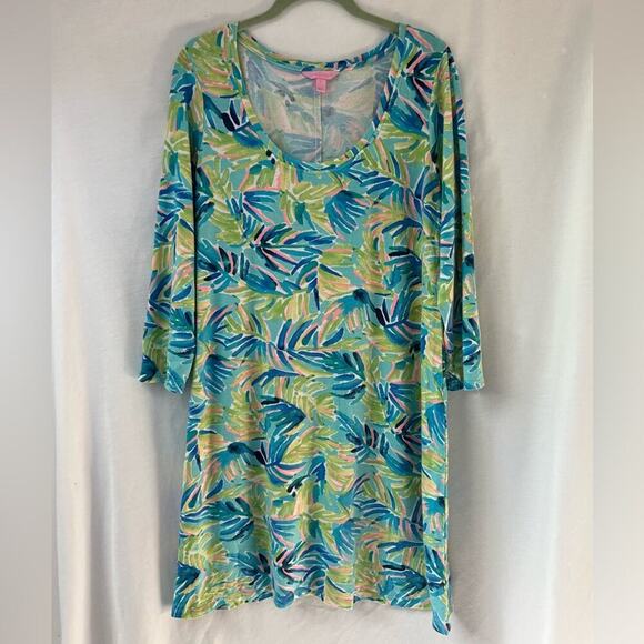 Lilly Pulitzer Blue/Green/Pink 3/4 Sleeve Shift Dress P - Picture 1 of 5